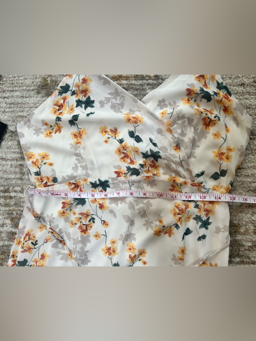 Lulus Cream Floral Chiffon Maxi Dress Wedding Guest Size L NWT - Picture 9 of 9
